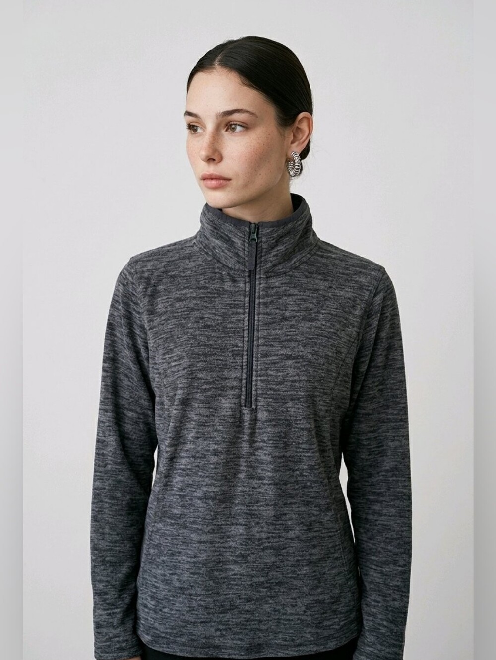 Made for Life Heathered Gray Quarter Zip Fleece Top